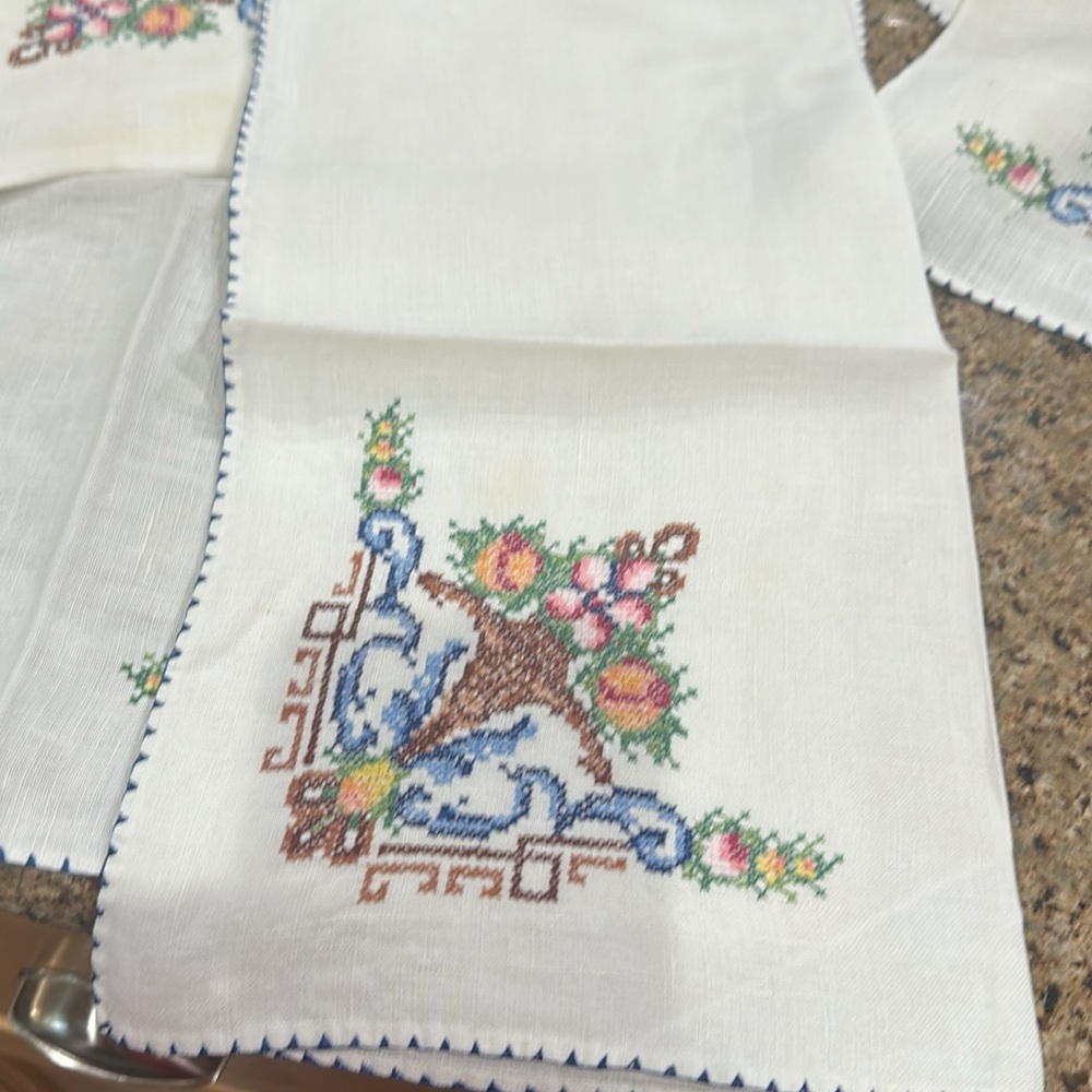 Italian Embroidered Vintage Table Linen Napkins - Picture 6 of 14
